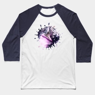 Purple/Grey Acrylic Pour Paint Splash Baseball T-Shirt